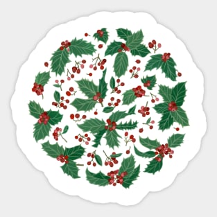 Holly Pattern Wreath Sticker